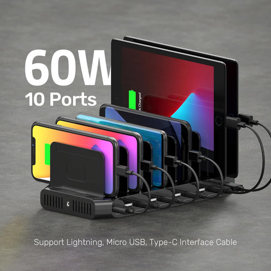 Unitek 10 USB Charging Station Multiple Devices for iPad Tablet iPhone Mic