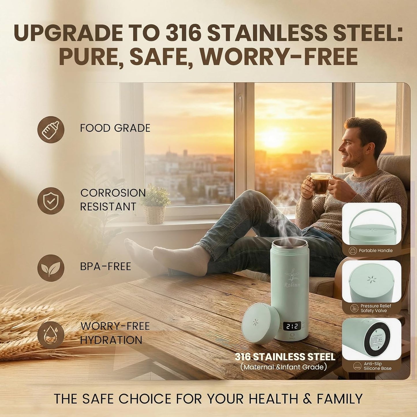 Portable Electric Kettle For Travel, 120V, 450ml, 4 Temperature Control