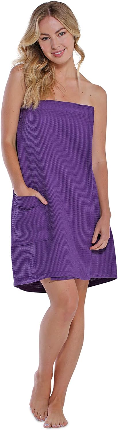 Turquaz Lightweight Knee Length Waffle Robes For Women Spa Bath Waffle