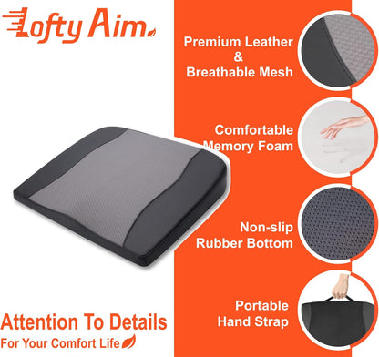 Lofty Aim Car Seat Cushion, Comfort Memory Foam Car Cushions for Driving - Sciatica & Lower Back Pain Relief, Driver Seat Pillow for Auto, Office Chair, Wheelchair - Black