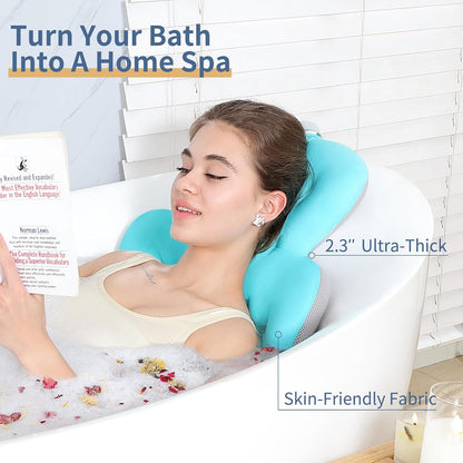 Luxury Bath Cushion, Full Body Bathtub Pillow with 160 Suction Cups, Bath Mat for Head and Neck Support, with Laundry Bag (Light Pink, 51" x 16")