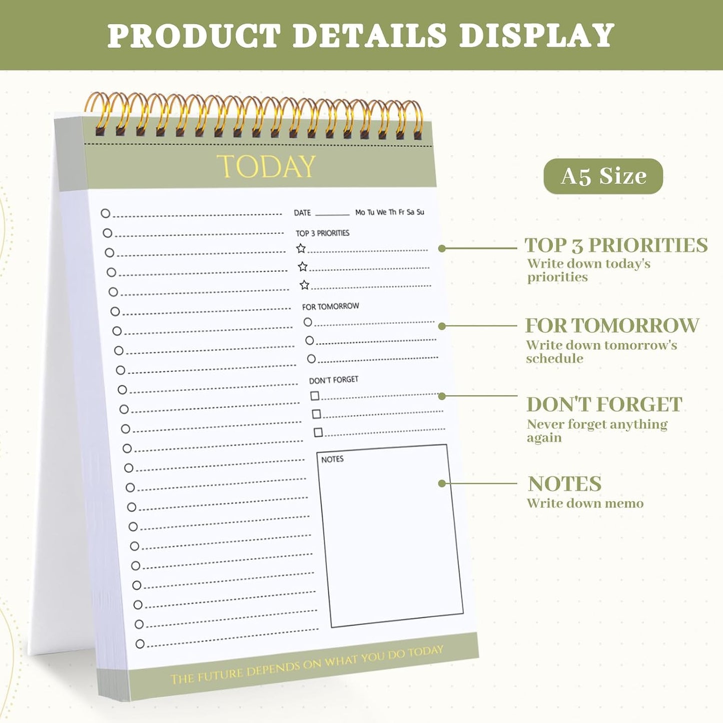 2 Packs To Do List Notepad, 104 Pages To Do List Notebook A5 Undated Daily Planner Notepad with Task Checklist Home Office School Supplies