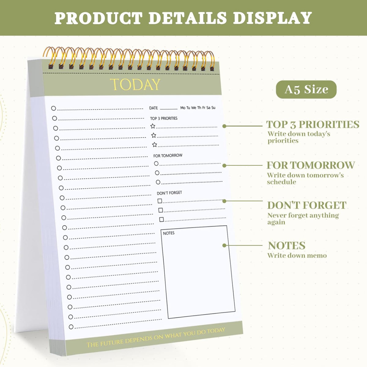 Thboxes 2 Pack To Do List Notepad, A5 Undated Daily Planner Task Checklist