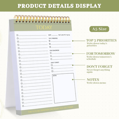 Thboxes 2 Pack To Do List Notepad, A5 Undated Daily Planner Task Checklist