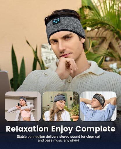 Perytong Sleep Headphones Wireless, Bluetooth Sports Headband Headphones with Ultra-Thin HD Stereo Speakers Perfect for Sleeping,Workout,Jogging,Yoga,Insomnia, Air Travel, Meditation (Grey)