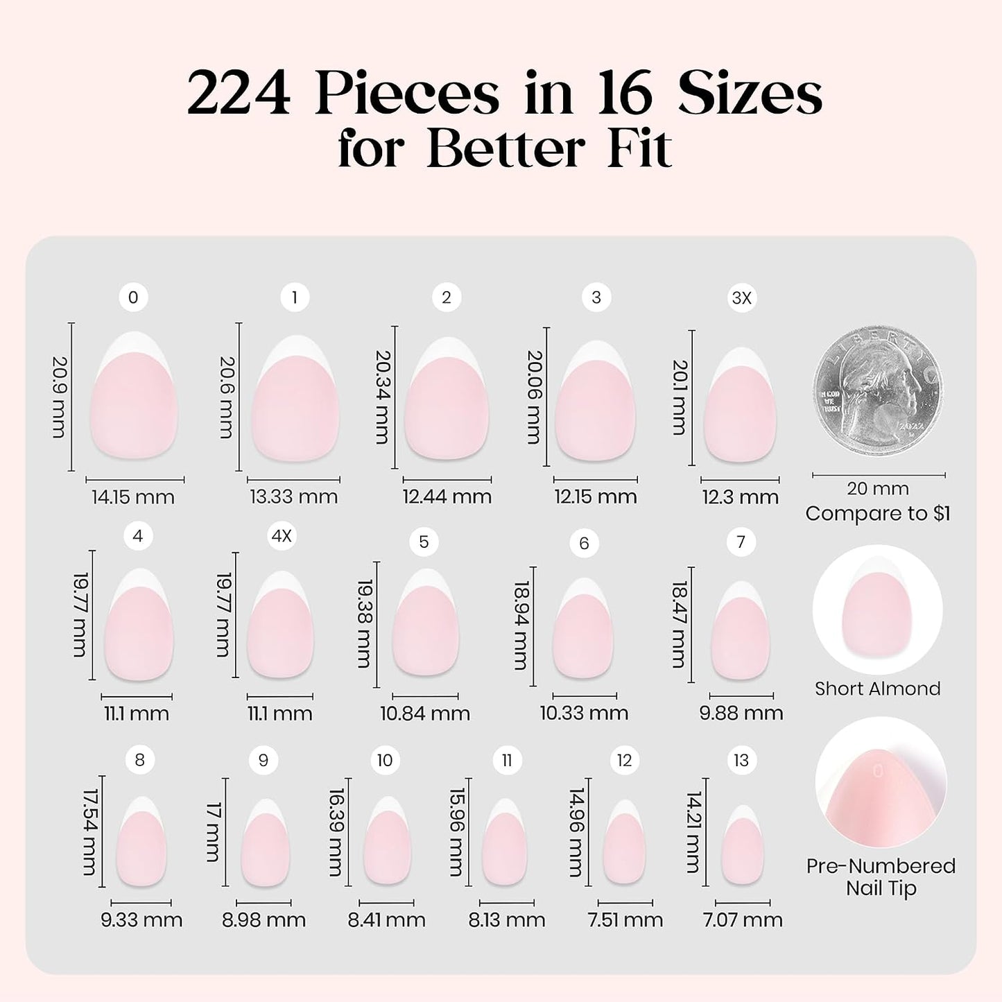 Beetles Press On Nail Kit-Short Square French Tip Press On Nails, 150Pcs Pink French Nail Tips with Nail Glue & Remover Builder Top Coat Nail Lamp, All-in-One DIY Fake Nails Gift for Women