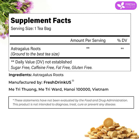 FreshDrinkUS, Premium Astragalus Root Tea, 55 Count, Pure, Caffeine Free