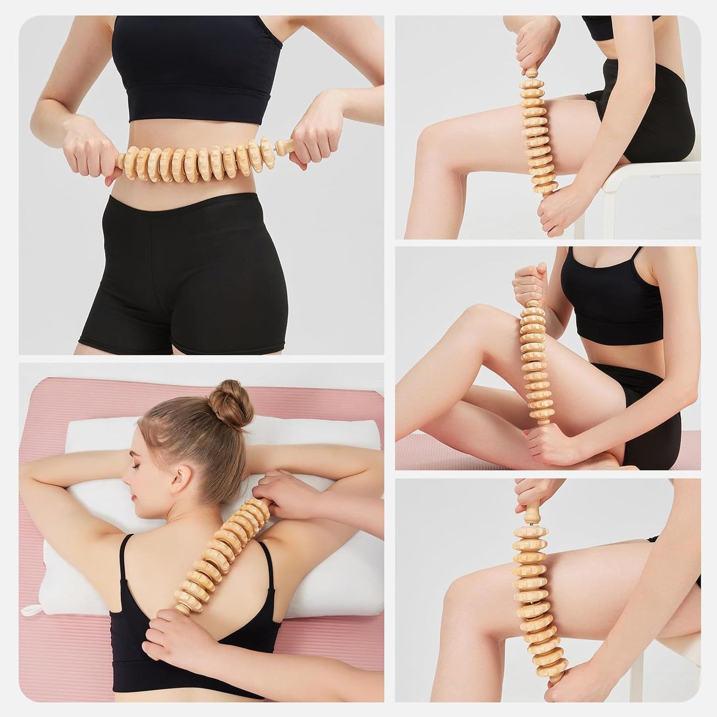 Muscle Roller Massage Roller Stick- Deep Tissue Fascia Blaster for Myofascial Pain Relief, Lymphatic Drainage & Body Sculpting, Handheld Physical Therapy & Recovery Tool (Pink black-18 inch)