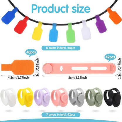 90 Pcs Cable Ties with Labels for Electronics Desk, Mixed Color
