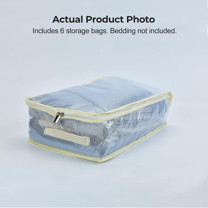 Clear Bed Sheet Organizer Bags for Linen Closet 6 Pack