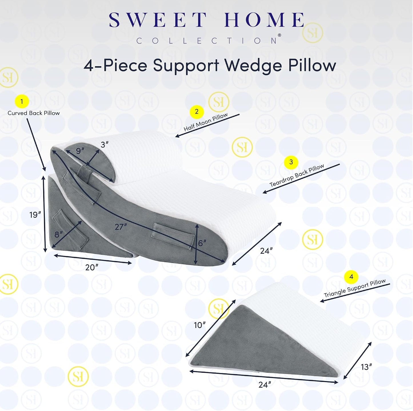 Premium Bed Wedge Pillow - Ergonomic Support for Sleeping, Post-Surgery, Acid Reflux Relief, and More - CertiPUR-US Certified Memory Foam - Removable Cover Included, Triangle, 24" x 22" x 7.5"