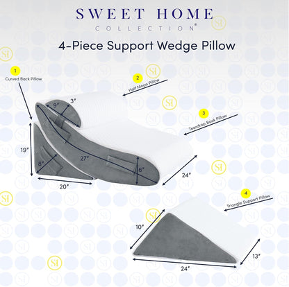 Premium Bed Wedge Pillow - Ergonomic Support for Sleeping, Post-Surgery, Acid Reflux Relief, and More - CertiPUR-US Certified Memory Foam - Removable Cover Included, Triangle, 24" x 22" x 7.5"
