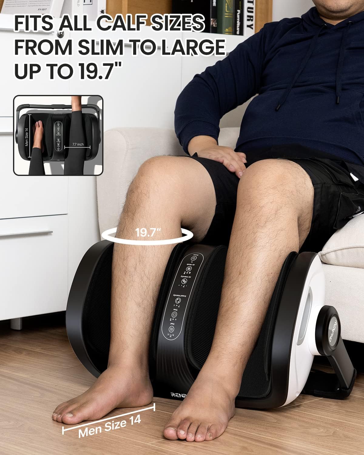 RENPHO 4-in-1 Shiatsu Foot Massager with Heat, Deep Kneading Massage for Plantar Fasciitis Relief, Foot and Calf Massager, FSA Eligible Items Only List, Birthday Day Gifts for Women Wife Men, Size 14