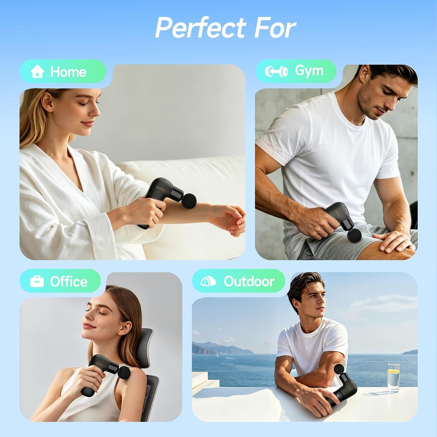 HEYCHY Super Mini Massage Gun, Deep Tissues Percussion Muscle Massager | Compact Sports Travel Massage Gun, FSA Eligible Portable Massager Gun for Her Him, Handheld Massager Gun HSA Eligible Black