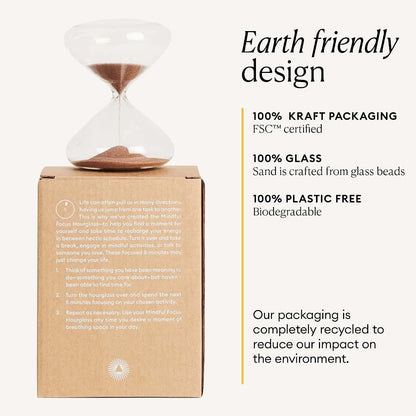 Intelligent Change Mindful Focus 5-Minute Hourglass Sand Timer, Desk Timer for Productivity and Time Management, Minimalist Hourglass Timer, Decorative Gifts, 3.3 (L) x 2.9 (W) inches