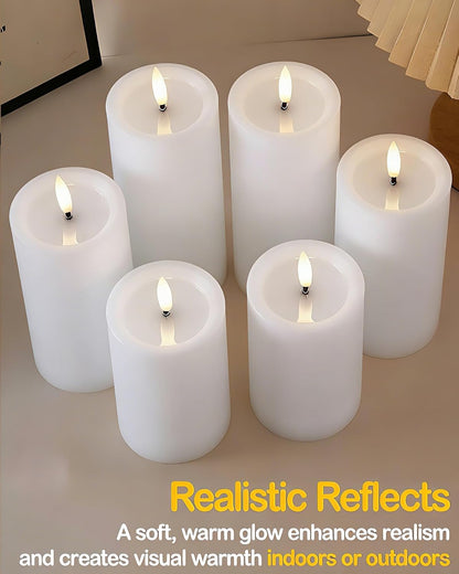 Gmnee 3"x4" Outdoor Waterproof Flameless Candles with Remote and Timers, LED Candles, Battery Operated Candles, Electric Fake Pillar Candles for Patio, Porch, and Lanterns Decor (Ivory, Plastic)