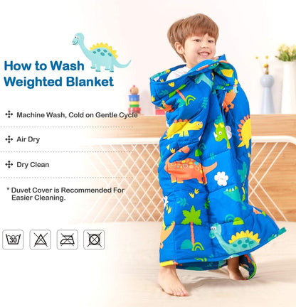 Sivio Weighted Lap Pad 2lbs, Cotton Weighted Blanket Sensory Weighted Lap Blanket Indoor Outdoor, 19 x 21 Inch, Blue Dinosaur