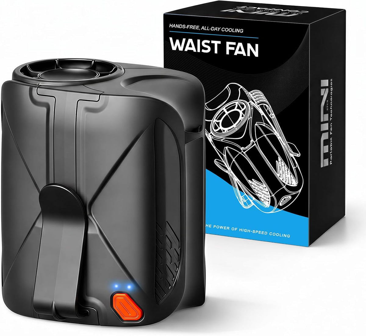 JUANANIUG Hands-Free Wearable Clip-On, Neck & Waist Fan – 6-Speed 16,000RPM Turbo Brushless Motor, 6,000mAh Battery up to 35H, Portable for Travel, Outdoor, Camping, Commuting & Office