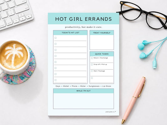 Pink Palm Co. Cute To Do List Notepad, 6x9 Daily Checklist Pad, Aesthetic Productivity Memo Pad, Tear Off Writing Pad for Tasks, Errands & Reminders (The Tired Girl)
