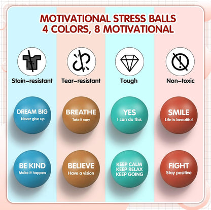 Liliful 100 Pcs Motivational Stress Balls Bulk Inspirational Squeeze Balls for Adults Anxiety Relief Fidget Toys Office Employee Gifts Classroom Rewards 2.2 Inch (Bright Colors)
