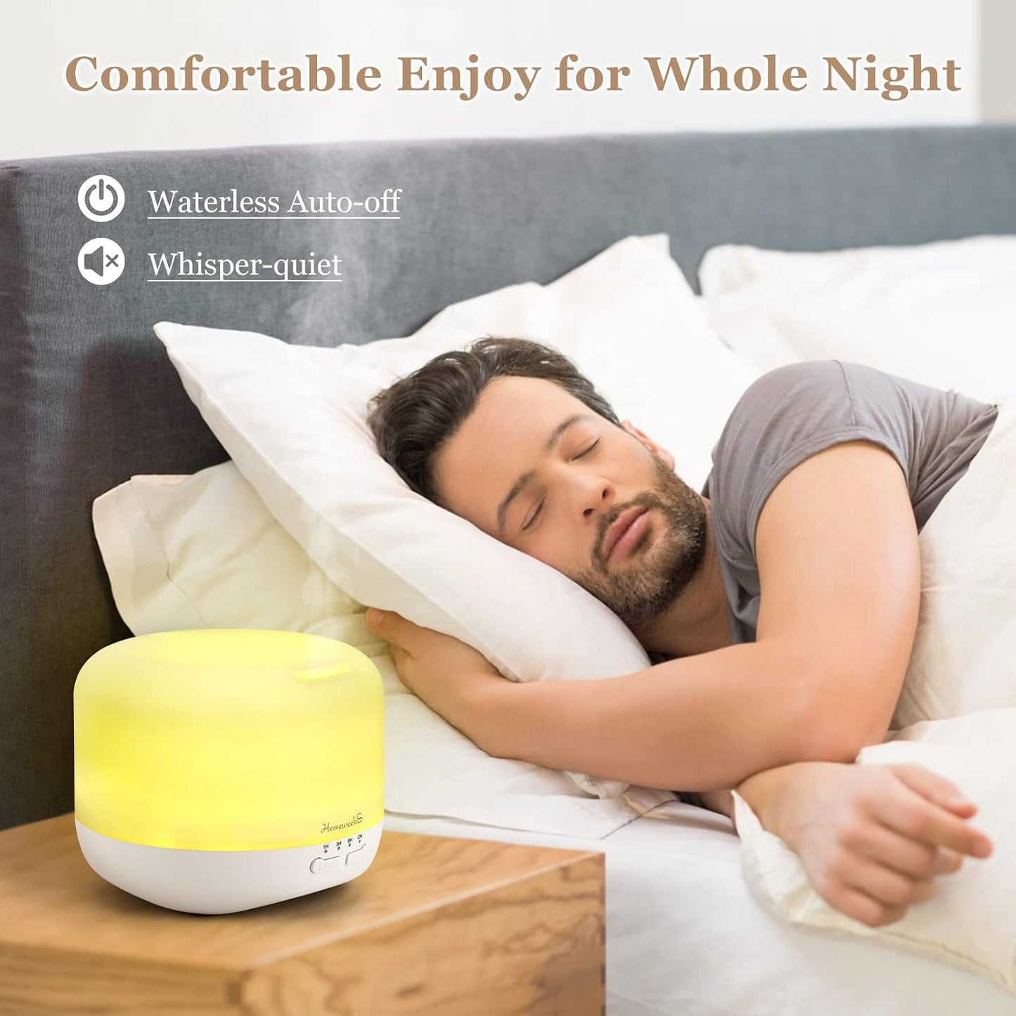 Homeweeks 300ml Essential Oil Diffuser, Quiet Aromatherapy Mist Diffusers for Essential Oils, Wood Grain, Ultrasonic, Remote Control, Timer, 7 Colors Light for Bedroom (300ml)