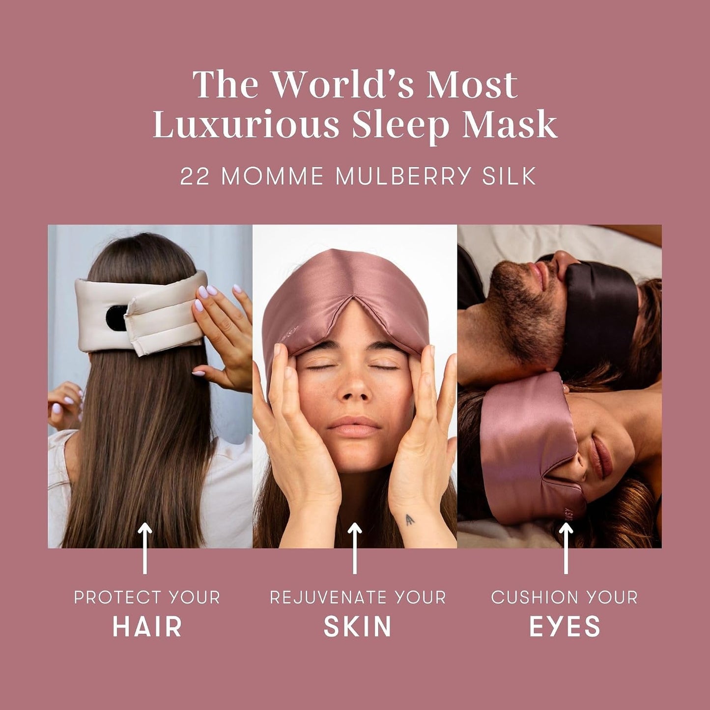 DROWSY Silk Sleep Mask - Face-Hugging, Padded Cocoon for Luxury Sleep in Total Darkness - 100% Pure Mulberry Silk (Black Jade)