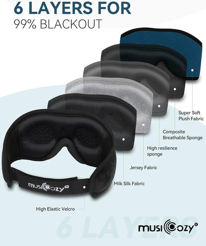 MUSICOZY Sleep Headphones Bluetooth 5.4 Headband Sleeping Eye Mask for Mom Women Men Wireless Music Earbuds Earphones for Side Sleepers Built-in HD Speakers Cool Gadgets Unique Gifts