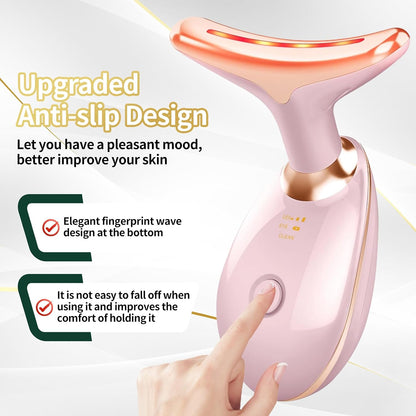Portable Face Beauty Device, 7 Color Portable Face Massager Tool for Skin Care, Based on Triple Action LED, Thermal, and Vibration Technologies, at Home Skin Care Face Sculpting Tool(Glossy Black)