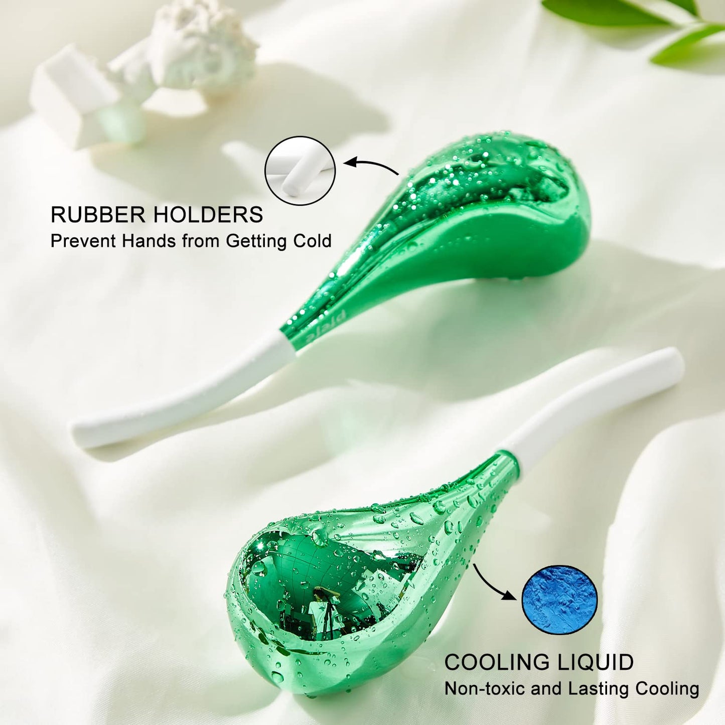pfefe Ice Globes Facial Skin Care Tools for Women Face Eyes, Stainless Steel Face Beauty Cryo Sticks for Girls Ladies, Esthetician Supplies Cooling Spa Globes Cold Roller with Storage Case