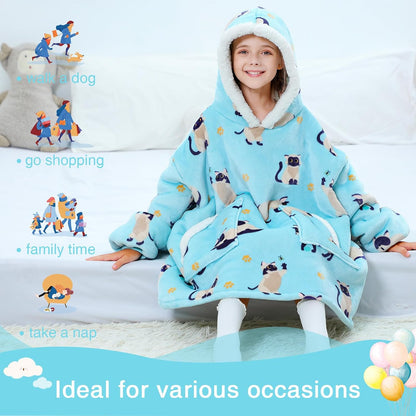 Kipswiza Wearable Blanket Hoodie Gifts for Women and Men, Oversized Cozy Warm Flannel Sherpa Hooded Blankets Sweatshirt with Giant Pockets for Adult and Teens, Dark Gray
