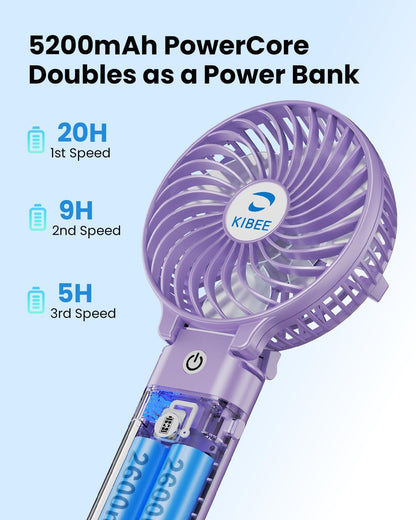 KIBEE Portable Misting Fan, 4000mAh Rechargeable Handheld Fan with 50ml Water Tank, Foldable 180° Mini Mist Spray Fan, 3 Speeds Personal Cooling Fan for Travel, Makeup, Outdoor, Concerts, Gray