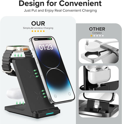 3 in 1 Fast Wireless Charging Station for Multiple Apple Devices