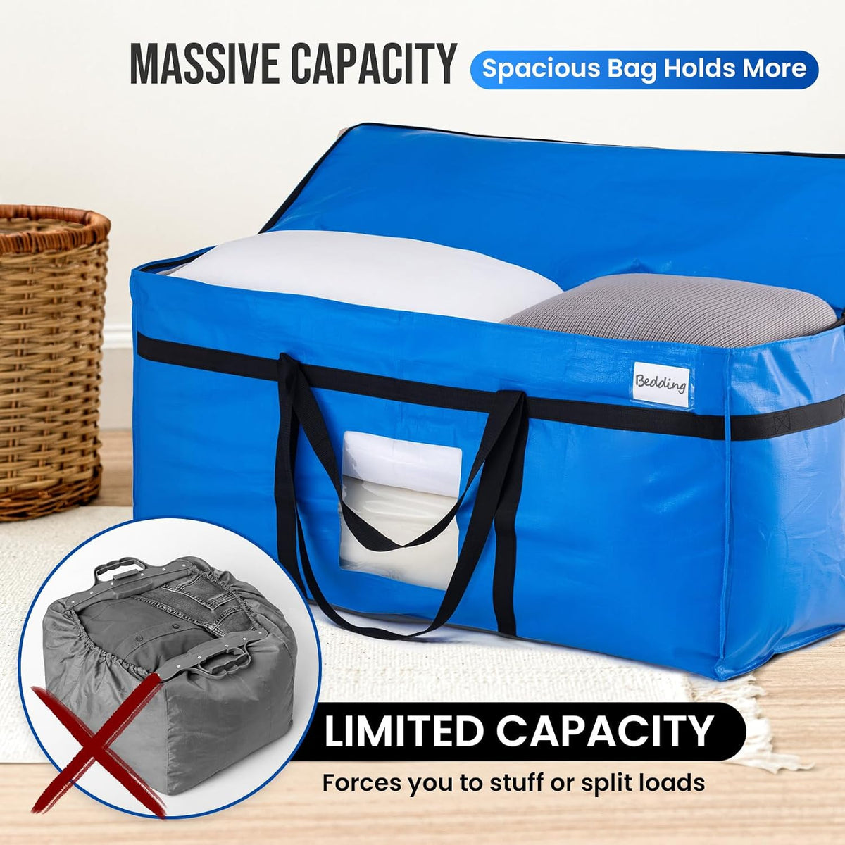 TAILI 69 Gallon Extra Large Storage Bags with Visible Window,Blue