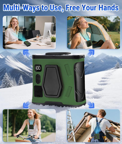 20000RPM Wearable Waist Clip Fan, 10000mAh 40H Long Lasting Brushless Motor, Hands-Free Cooling Fan For Jobsite Camping