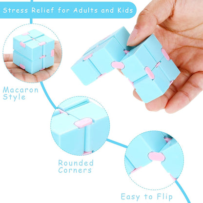 Sumind 24 Pieces Infinity Cube Fidget Toy Mini Blocks Cube Bulk Gadget Sensory Toy Hand Held Blocks Finger Gadget Gift for Adults Anxiety Stress Relief Game(Cute Style)