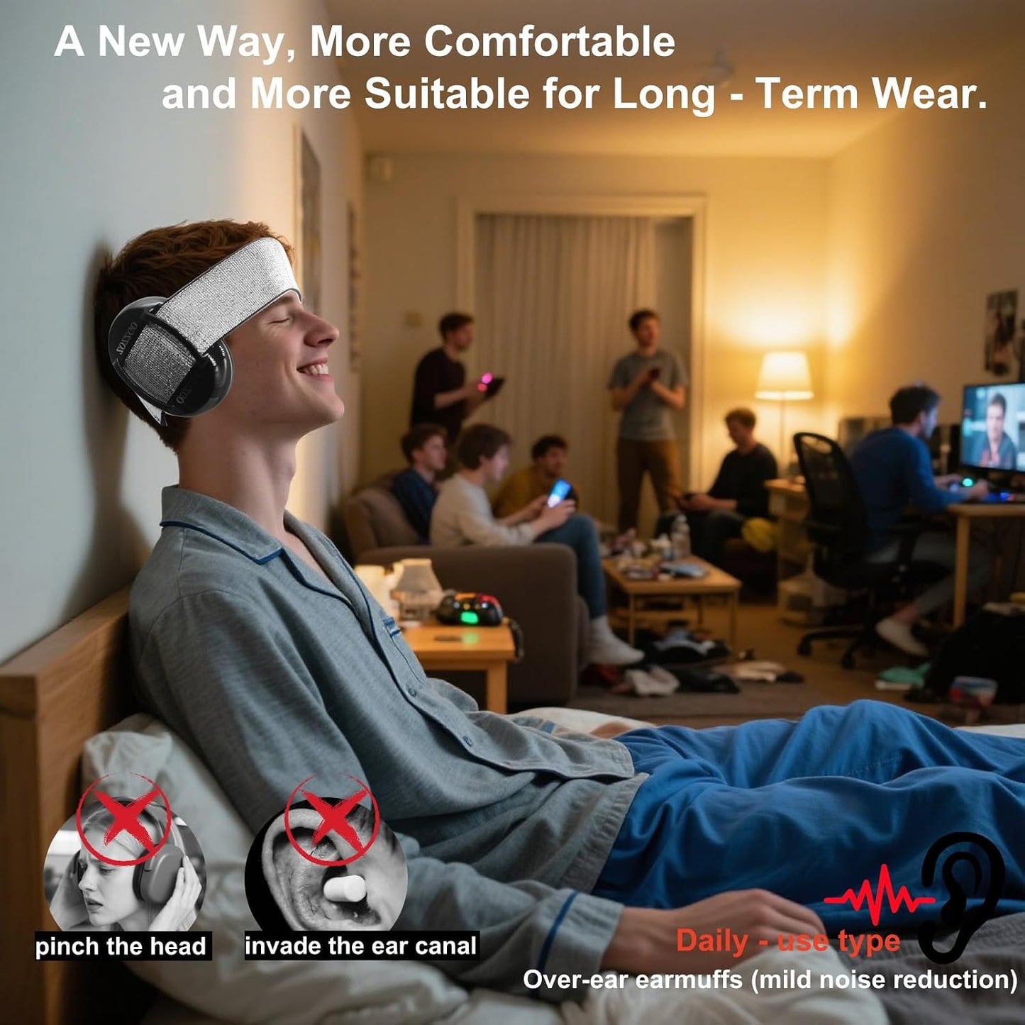 Sleep Ear Muffs Noise Reduction with Earplugs Noise Cancelling Earmuffs Lightweight Sound Proof Ear Protection