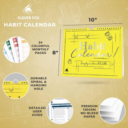 Clever Fox Habit Tracker Calendar, 24-Month Daily Goal Journal Green