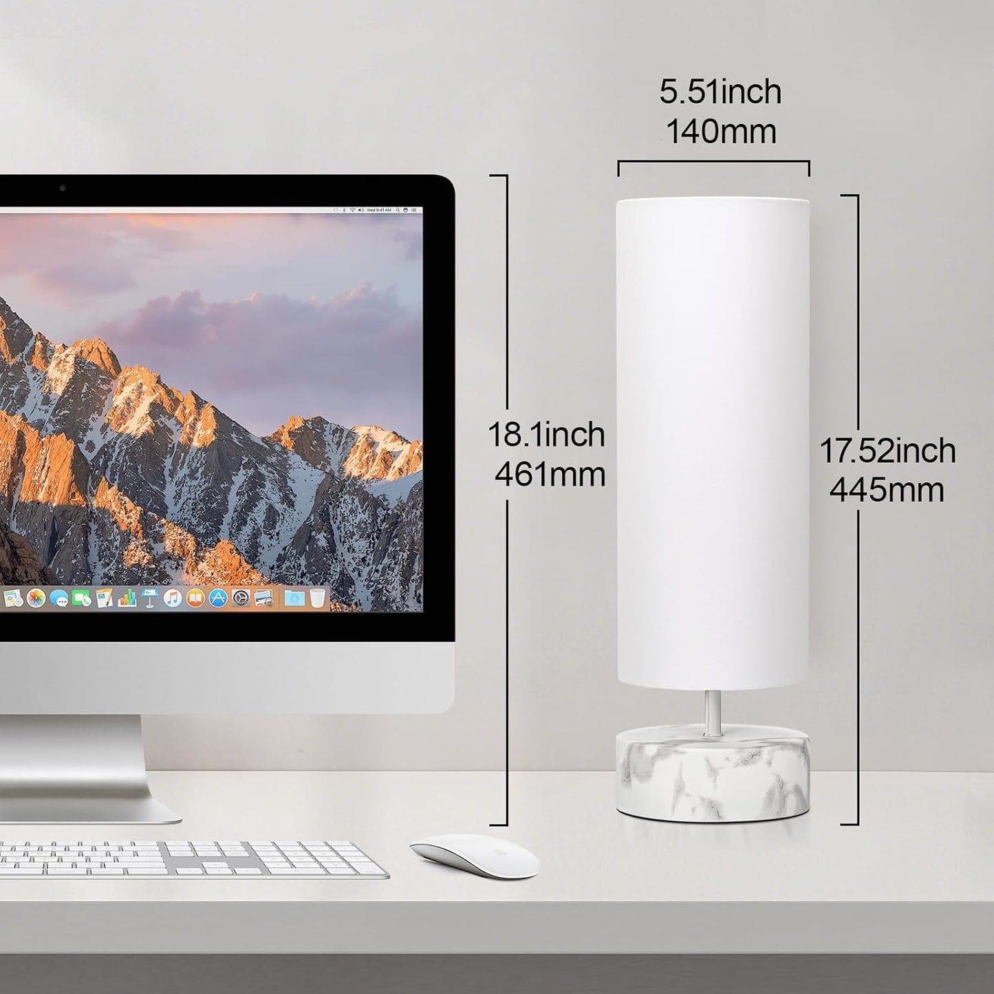 Touch Table Lamp, 3-Way Dimmable Modern Minimalist Accent Bedside Lamp with Cylinder Fabric Shade, Night Light Nightstand Desk Lamp for Bedroom Living Room Kitchen, 9W LED Bulb Included