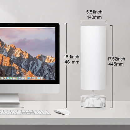 Touch Table Lamp, 3-Way Dimmable Modern Minimalist Accent Bedside Lamp with Cylinder Fabric Shade, Night Light Nightstand Desk Lamp for Bedroom Living Room Kitchen, 9W LED Bulb Included