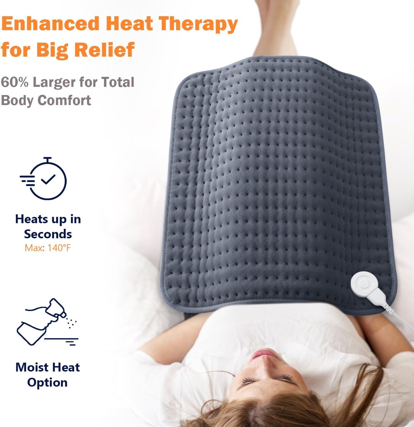20"x24" XL Heating Pad for Back, Neck & Shoulders, Soft Electric Heating Pad with Moist & Dry Heat, Auto-Off, Machine Washable, Birthday Gifts for Women Wife Mom Her