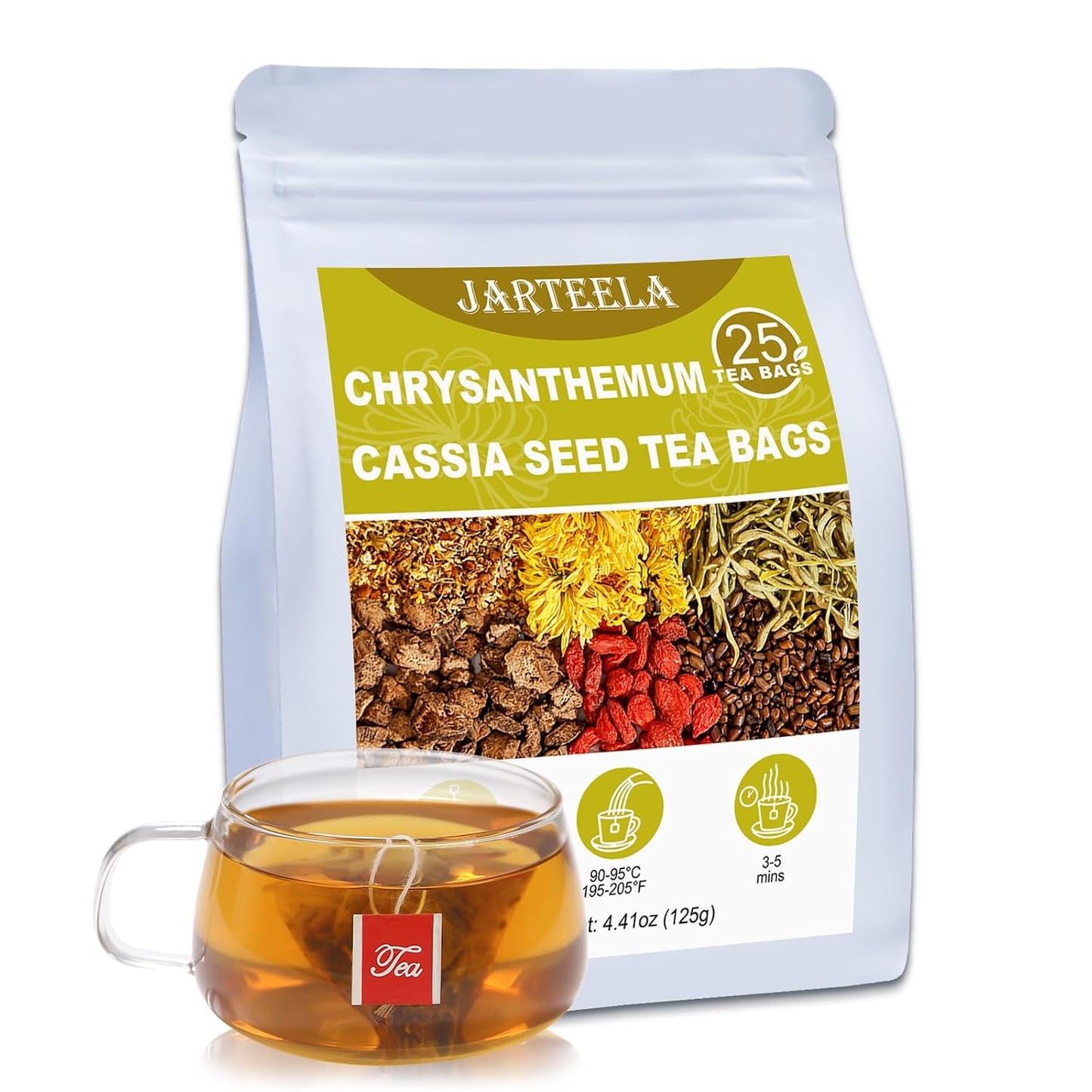 Jarteela Lemon Balm Tea, 1.5g x 60 Count - Natural Melissa Officinalis - Pyramid Herbal Lemon Balm Tea Bags for Digestion - Non-GMO - Caffeine-Free