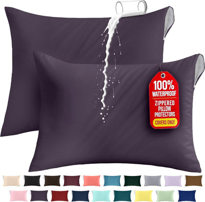 Utopia Bedding Premium 100% Waterproof Pillow Protectors with Zipper Standard Size (Set of 4), Bed Bug and Dust Mite Proof Zippered Pillow Covers, Pillow Encasement Cases, Gray