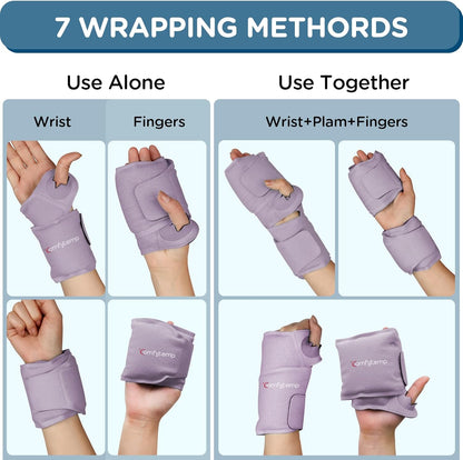 Comfytemp Wrist Ice Pack Wrap Carpal Tunnel Relief Wrist Brace, 2 Packs, FSA Eligible HSA, Gel Ice Packs for Injuries Reusable Wrap for Hand Pain, Hot Cold Compress Hand Brace, Men Women Recovery Item