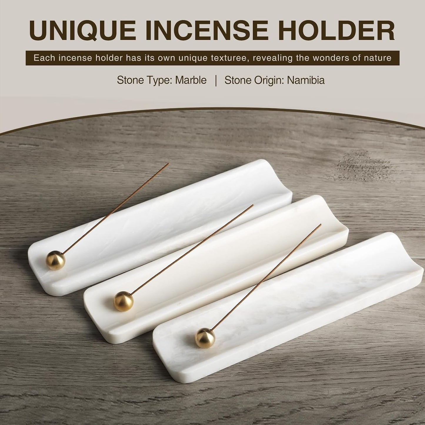 Koville Marble Incense Holder, Incense Holder for Sticks, Incense Sticks Holder Ash Catcher for Meditation Yoga SPA, Natural Stone Incense Burner, Home Table Decor (Grey)
