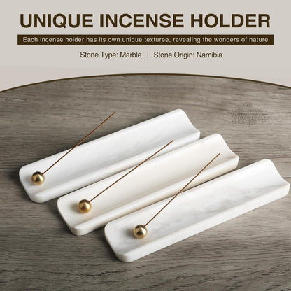 Koville Marble Incense Holder, Incense Holder for Sticks, Incense Sticks Holder Ash Catcher for Meditation Yoga SPA, Natural Stone Incense Burner, Home Table Decor (Grey)