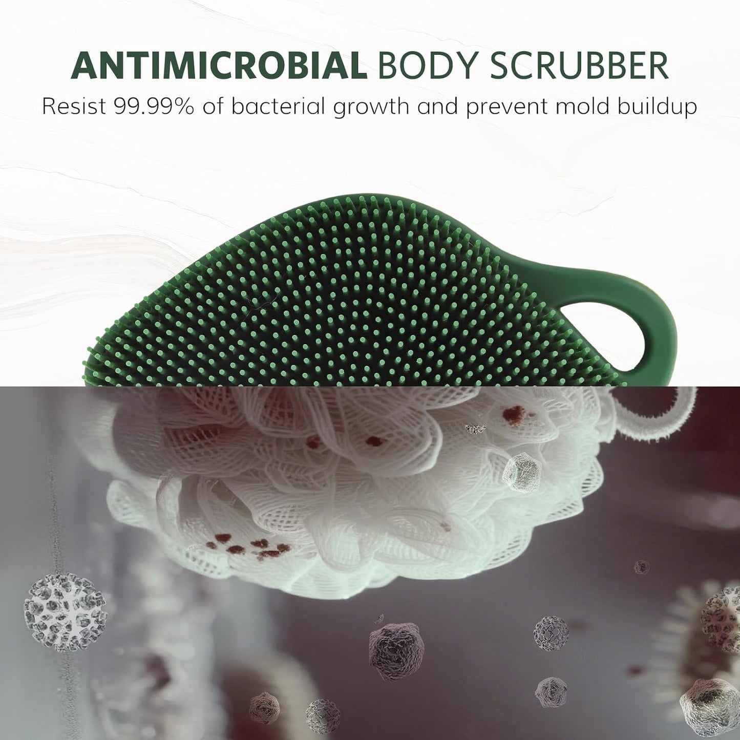 Sndyi Silicone Body Scrubber, Gentle Exfoliating Body Scrubber for Sensitive Skin, Leaf Shaped Shower Scrubber for Body with Lathering Bristles, Silicone Loofah Body Brush for Showering, Oatmeal