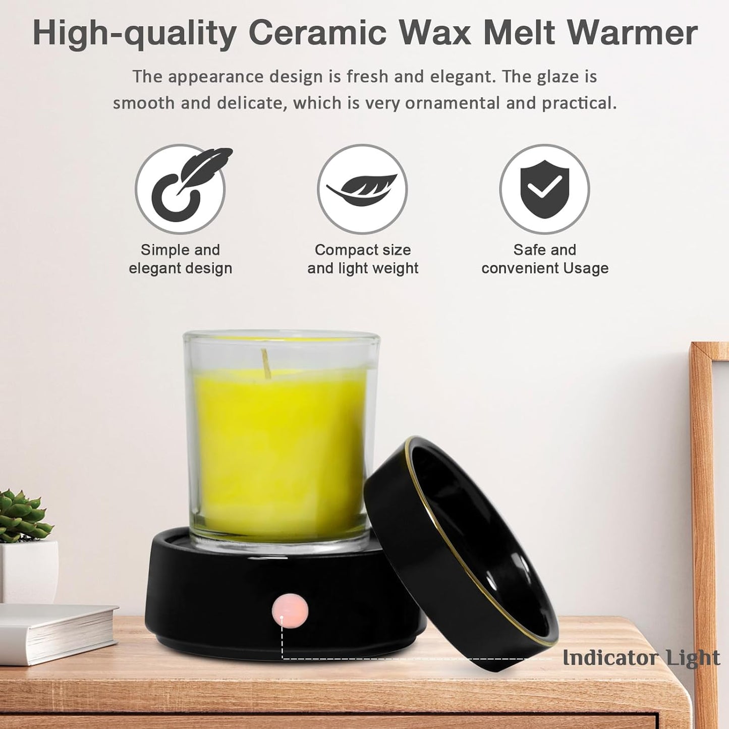 Candle Wax Melt Warmer with Safety Timer Auto Shut-Off Ceramic Electric Wax Burner Melter Timer Adjust Fragrance Intensity for Scented Wax Melts Candle Jars Essential Oils Home Office Gift Decor