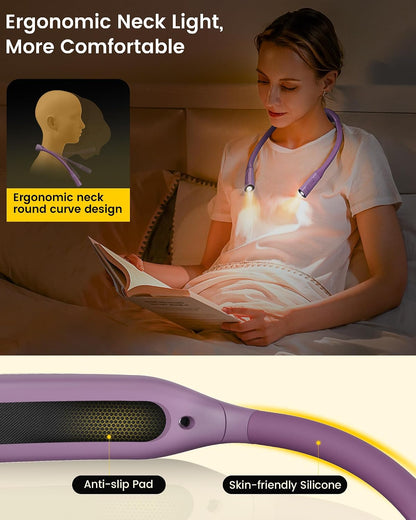 Glocusent Neck Book Light, Rechargeable Neck Lights for Crafts Reading