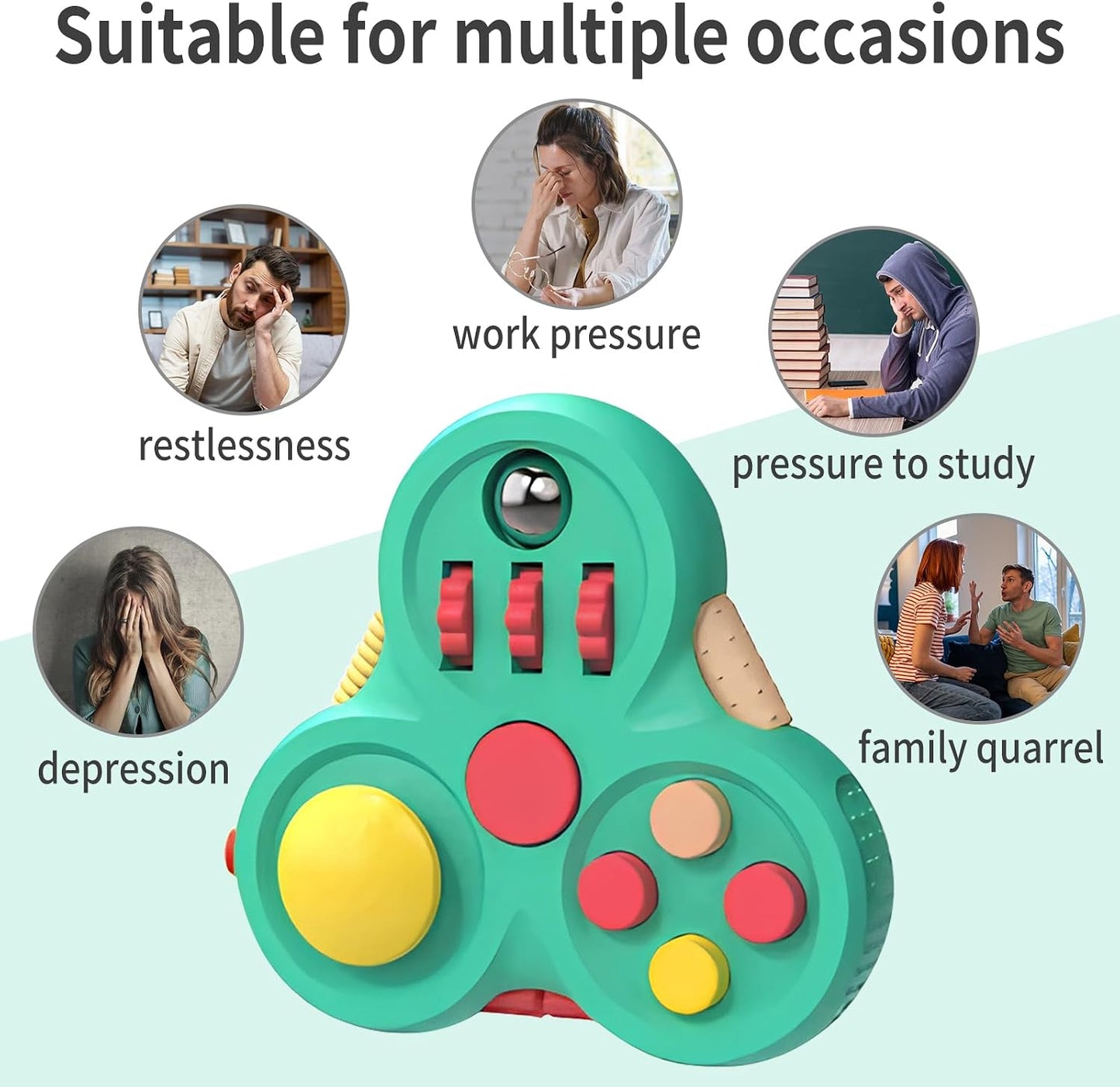 Yrissmiss Fidget Toys for Adults, Fidget Pad Easter Basket Stuffers for Boys Girls,Stress Relief Cube Clicker Controller with Quiet Fidgets,ADHD Autism Fidget Spinner for Office Desk Travel