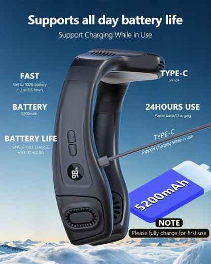 Neck Fan 5200mAh Portable Neck Air Conditioner with Cooling Plate